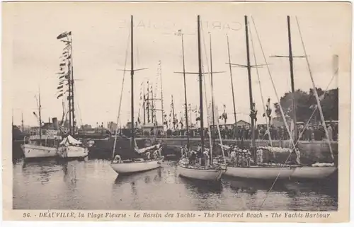 CPA Deauville, La Plage Fleurie, Le Bassin es Yachts, ungel.