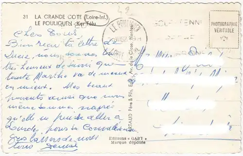 CPA Le Pouliguen, Ker Félu, gel. 1952
