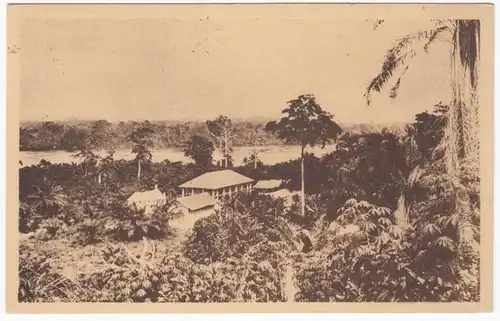 AK Missions des Peres du Saint Esprit, Gabon, L'Ogooue et la maison des Soeurs, gel. 1925