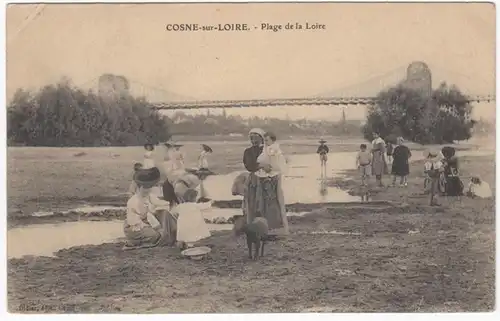 CPA Cosne Cours sur Loire, Plage de la Loire, gel. 1910