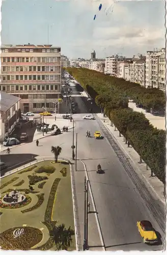 CPA Tunis, Avenue Habib Bourguiba, gel.