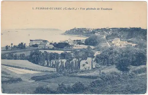 CPA Perros-Guirec, Vue generale de Trestraou, gel.