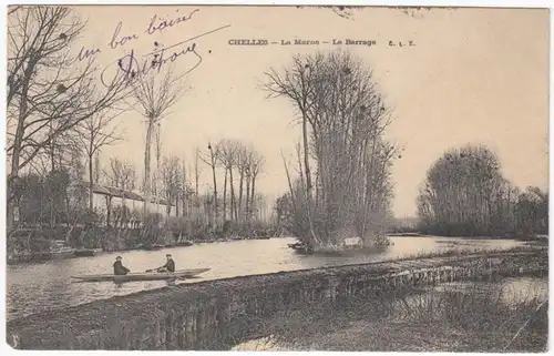 CPA Chelles, La Marne, Le Barrage, gel. 1907