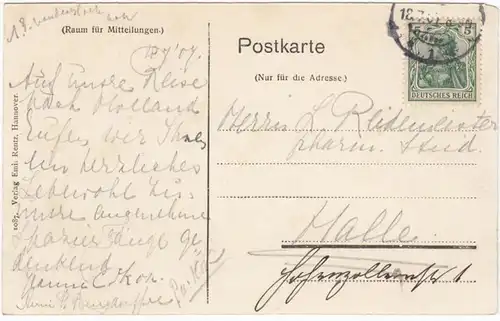 AK Hannover, technische Hochschule, gel. 1901