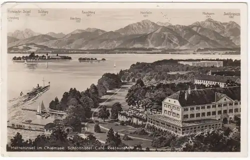 AK Chiemsee, Herreninsel, Schlosshotel, Cafe, Restaurant, gel. 1936