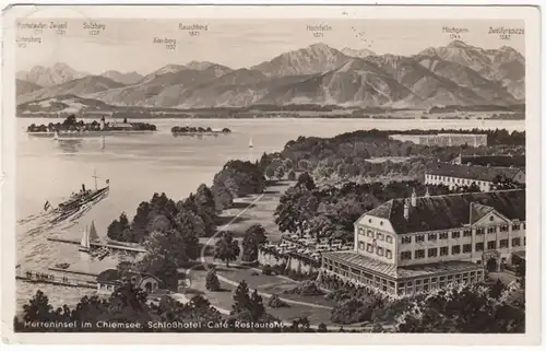 AK Chiemsee, île des hommes, hôtel du château, café, restaurant, en 1936
