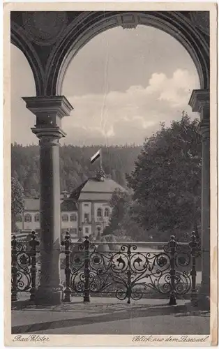 AK Bad Elster, Blick aus dem Lesesal, Bahnpost, Zug 2079, gel.