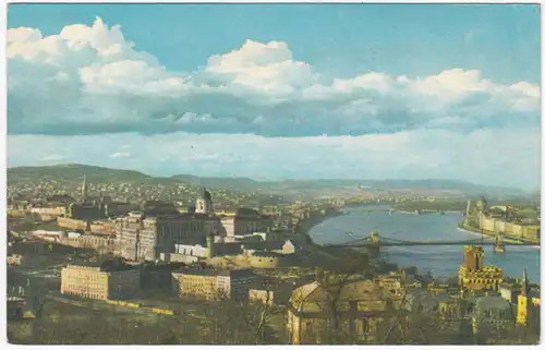 AK Budapest, vue sur le Gellertberg, gel.