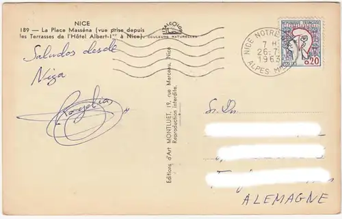 AK Nice, La Place Massena, le Terrasses de l'Hotel Albert l, gel. 1963