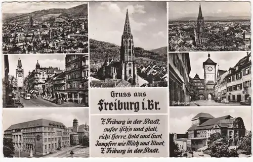 AK Gruss de Fribourg i.Br. Carte multi-images, en 1957