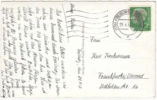 AK Gruss aus Freiburg i.Br. Mehrbildkarte, gel. 1957