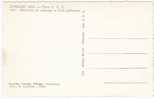 CP Genissiat, Batiment de relayage et Cites definitives, ungel.