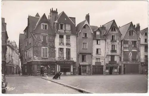 CPA Tours, Vieilles Maisons de la Place Plumereau, ohnel.