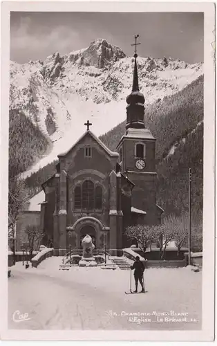 CPA Chamonix-Mont-Blanc, L'Eglise, Le Brevant, ungel.