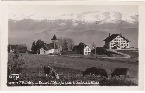 CPA Saint-Hilaire-du-Touvet, L'Eglise, La Gare, Le Chalet et les Alpes, ungel.