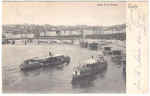 CPA Lyon, Quai de la Saone, gel. 1903