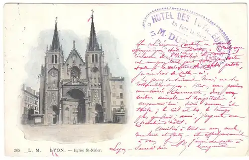 CPA Lyon, Eglise St.-Nizier, engl. 1903