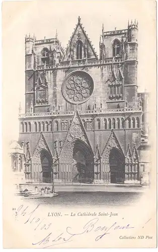 CPA Lyon, La Cathédrale Saint-Jean, englout. 1903