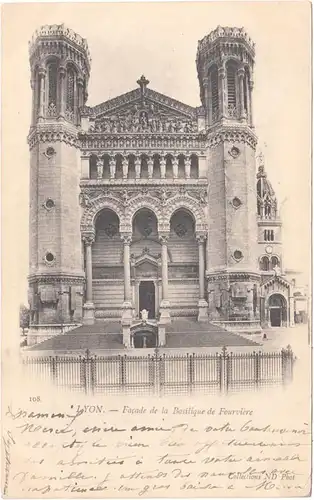 CPA Lyon, Facade de la Basilique de Fourviere, gel. 1903