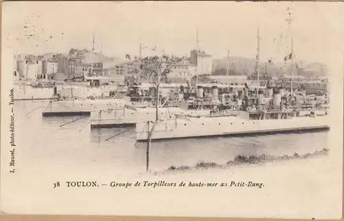 CPA Toulon, Groupe de Torpillateurs de haute-mer au Petit-Rang, englout. 1903