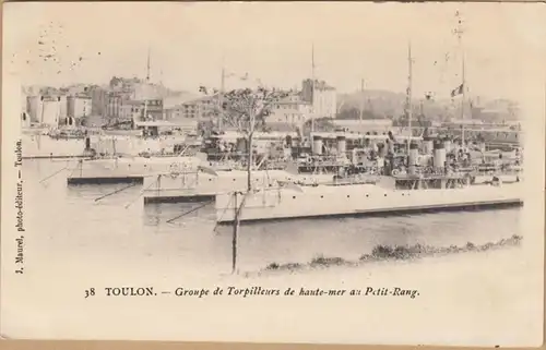 CPA Toulon, Groupe de Torpilleurs de haute-mer au Petit-Rang, gel. 1903