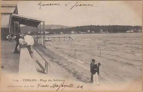 CPA Toulon, Plage des Sablettes, gel. 1902