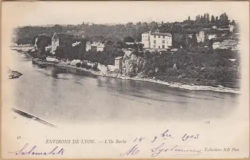 CPA Environs de Lyon, L'ile Barbe, gel. 1903