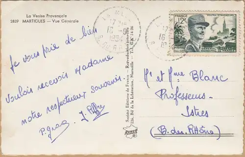 CP Martigues, Vue Generale, gel. 1954