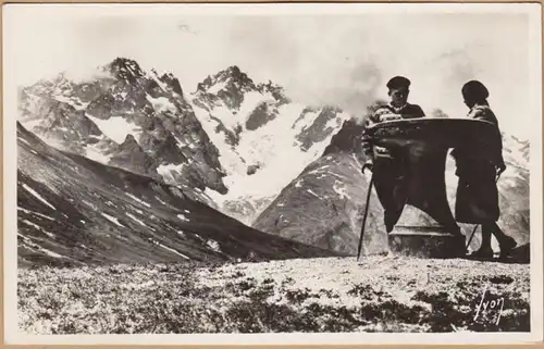 CP Le Lautaret, table d'orientation et le massif de la Meije, unmil.