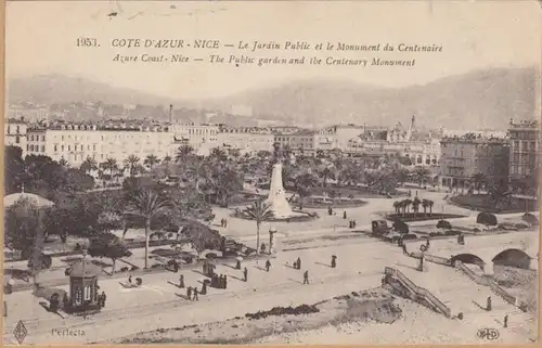 CPA Nice, Le Jardins Public et le Monument du Centenaire, gel. 1918