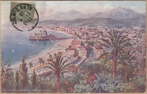 CPA Nice, Vue du Chateau, Baie des Anges, Tuck Card, engl. 1919