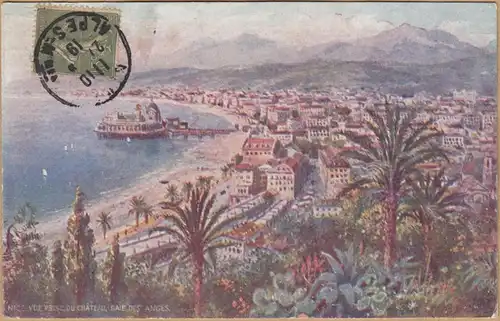 CPA Nice, Vue prise du Chateau, Baie des Anges, Tuck Card, gel. 1919