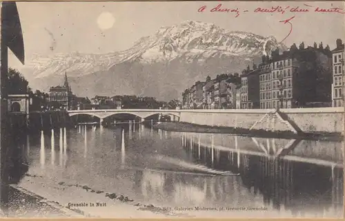 CPA Grenoble, La Nuit, gel. 1905