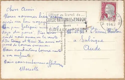 CPA Souvenir de Paris, en 1962.