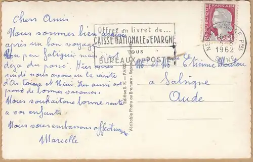 CPA Souvenir de Paris, gel. 1962