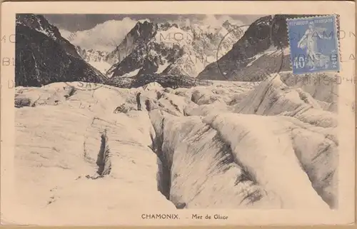 CPA Chamonix-Mont-Blanc, Mer de Glace, gel. 1929