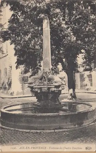 CPA Aix en Provence, Fontaine des quatre Dauphins, gel.