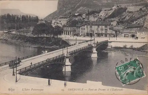 CPA Grenoble, Pont de la France et l'Esplanade, englout. 1914