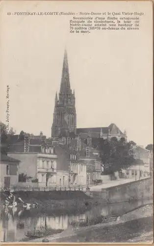 CPA Fontenay le Comte, Notre Dame et le quai Victor Hugo, ungel.
