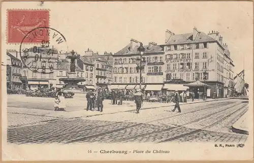 CPA Cherbourg, Place du Chateau, gel. 1903