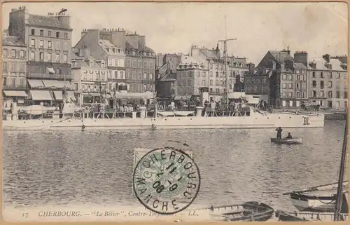 CPA Cherbourg, Le Belier, Contre Torpillateur, gel. 1906