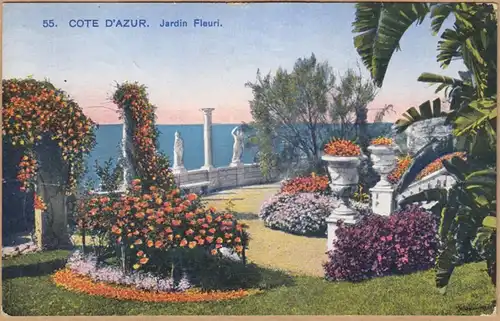 CPA Cote d'Azur, Jardin Fleuri, ungel.