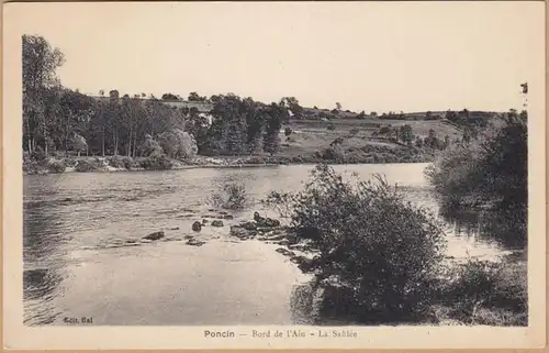 CPA Poncin, Bord de l'Ain, La Saulée, ungel.