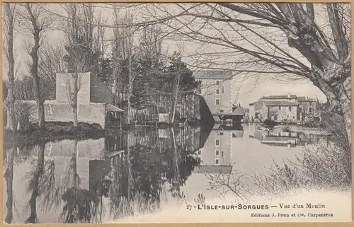 CPA L'Île sur Sorgue, Vue d'un Moulin, gel.