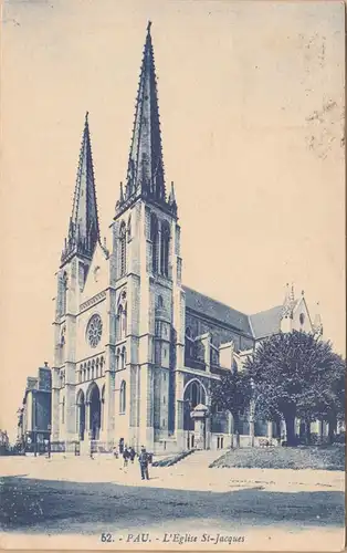 CPA Pau, Eglise Saint Jacques, engl. 1925
