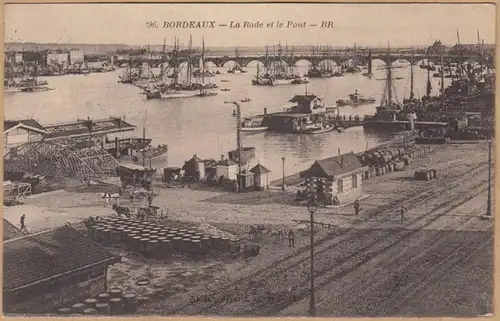 CPA Bordeaux, La Rade et le Pont, engl. 1921