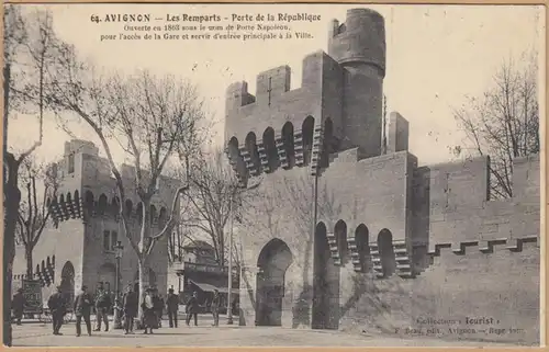 CPA Avignon, Les Remparts Porte de la Republique, gel.