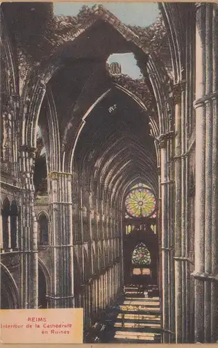 CPA Reims, Intérieur de la Cathédrale en Ruines, gel. 1932