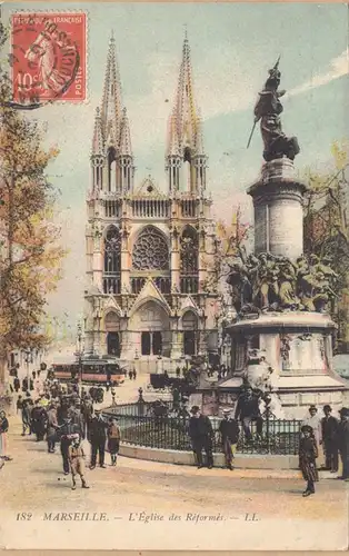 CPA Marseille, L'Eglise des Réformés, engl. 1912