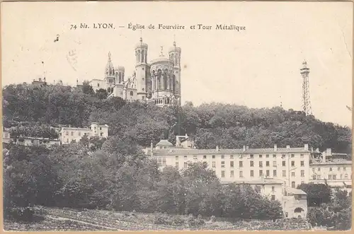 CPA Lyon, Eglise de Fourvière et Tour Métallique, gel.1906